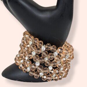 (2/$20) Pink Glass & Rhinestone Stretch Cuff